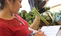 Woman does assessment at School/Farmers market  - Tim Wagner for PartnershipPH.org